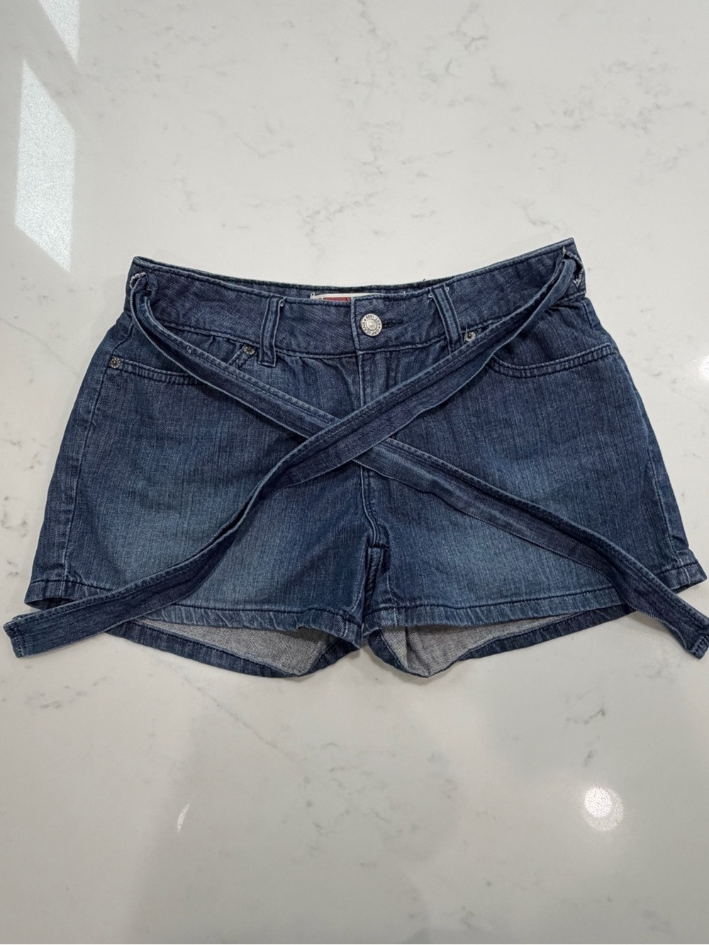 Gap Jeans Y2K Denim Tie Waist Mini Shorts Size 2 2010